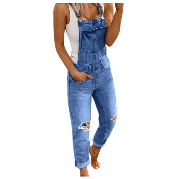 Jiyugala Casual Denim with Pockets, Overalls (Women's M)