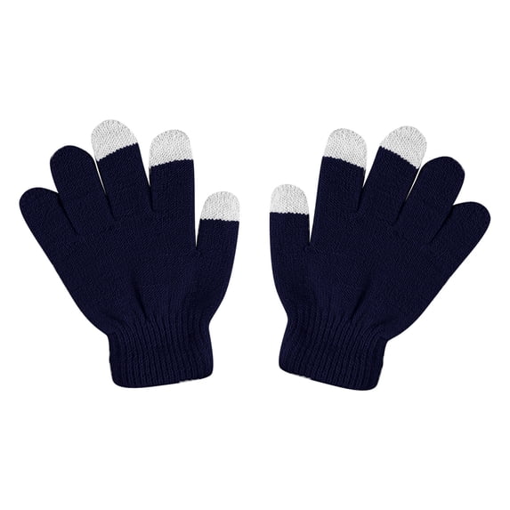 Jiyugala Clearance Gloves Mittens Under $5 Children's Non Slip Gloves Stretch Knitted Wool Show Finger Solid Color Cycling Gloves
