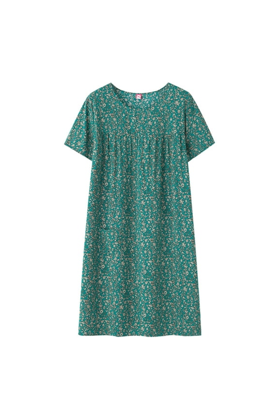 Clearance Women's Cotton Nightgown Sleepwear Short Sleeves Nightshirt Casual Print Sleepdress Loose Comfy Pajama