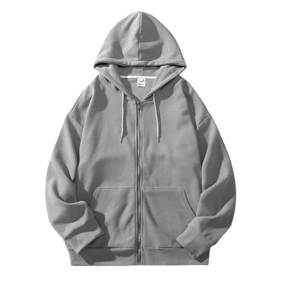 Jiyugala Hoodies for Men Hooded Sweatshirt Long Sleeve Solid Off Shoulder Zipper Men's Fashion Hoodies