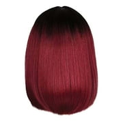 Jiyugala Human Hair Wig Short Bob Wigs For Women，12 Inch Red Wine Wigs Straight Bob Wigs Lace Front Wigs Headband Wigs