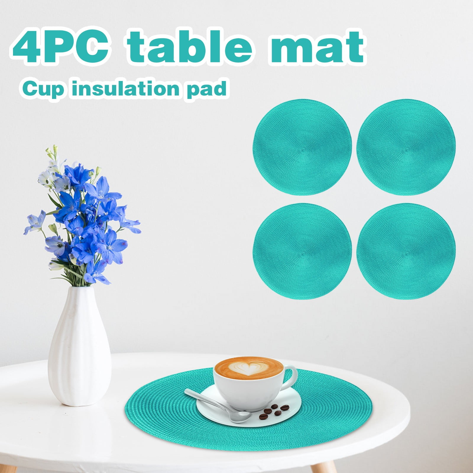 Jiyugala Kitchen Placemats 38cm Tableware Placemat NonSlip Insulated Mat Round Woven Placemat