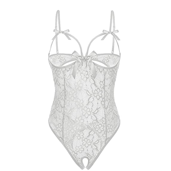 Jiyugala Lingerie Bodysuit for Women Plus Size Lace Gauze One Piece Garment Lace Pajamas Underwear Overalls