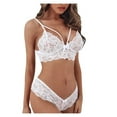 thumbnail image 1 of Jiyugala Lingerie for Women Plus Size Corset Lace Floral Bralette Bra Two Piece Underwear Nightgowns Sleepwear Sets, 1 of 6