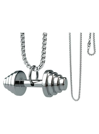 Dave The Bunny Gym Rat Gifts - Dumbbell Necklace for Men or Weight Lifting  Necklace for Men and Women
