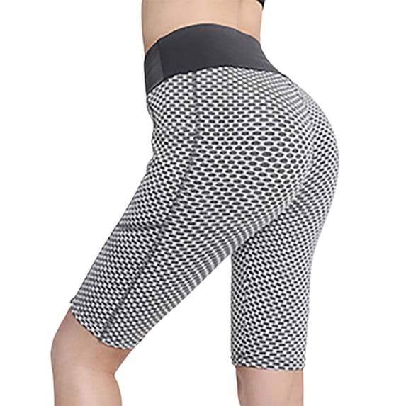 Jiyugala Pants for Men Honeycomb Yoga Pants High Waist Lifting Plus Size Yoga Pants Fitness Sports Band Pocket Cropped Pants