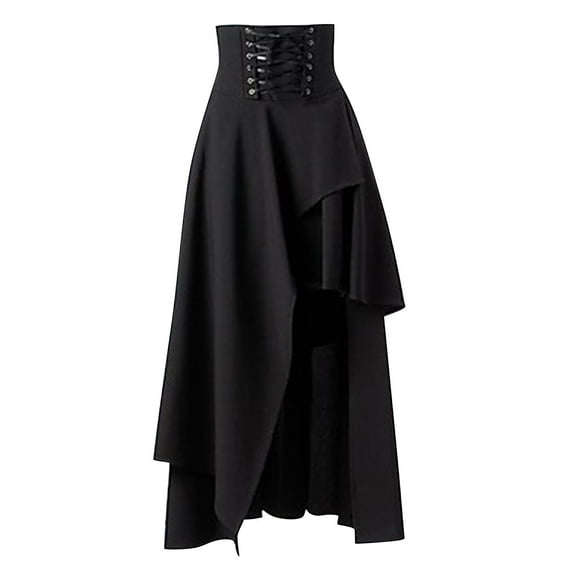 Jiyugala Skirt for Women Steampunk Gothic Clothing Vintage Cotton Black Lace Skirts