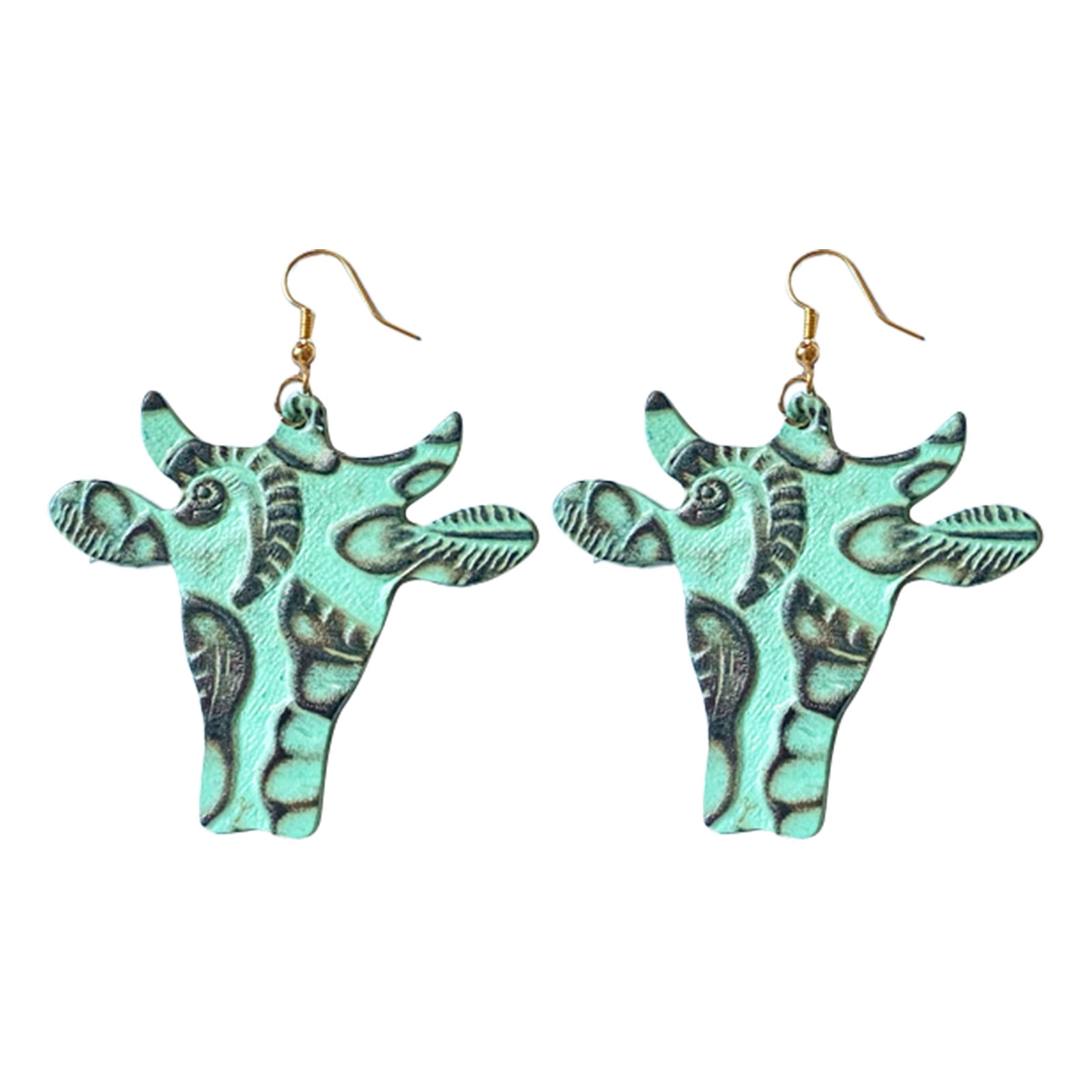 Cowhide stud earrings deals