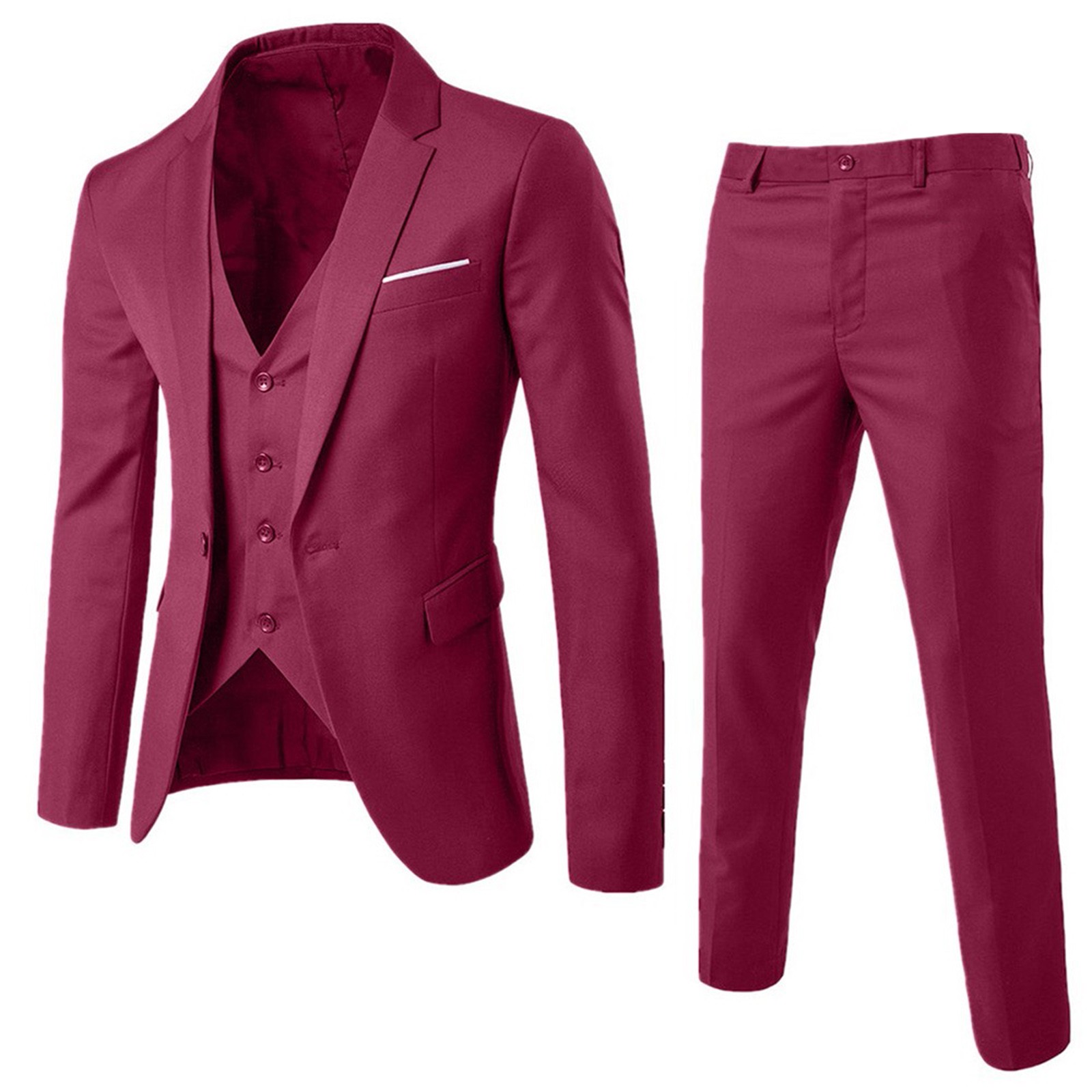 Jiyugala Suits for Men Suit Slim 3-Piece Suit R Business Wedding Party ...