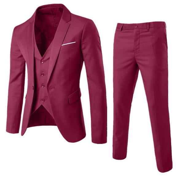Jiyugala Suits for Men Suit Slim 3-Piece Suit R Business Wedding Party Jacket Vest & Pants