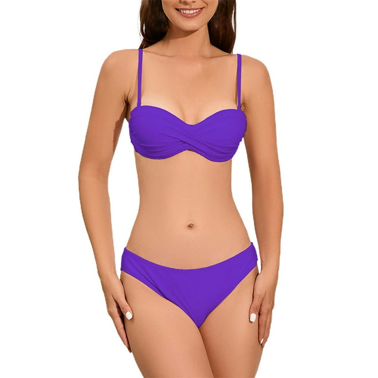 Jiyugala Swimsuit Women 2023 Summer Suspenders Solid Color Jacquard Split Modest Swimwear for Women