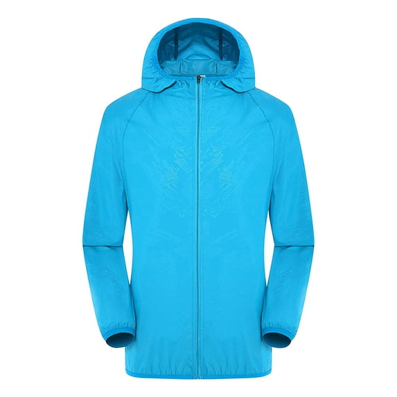 Jiyugala Women Solid Rain Jacket Outdoor Plus Size Hooded Windproof Loose Coat Water Proof Raglan Storage Bag