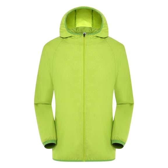 Jiyugala Women Solid Rain Jacket Outdoor Plus Size Hooded Windproof Loose Coat Water Proof Raglan Storage Bag