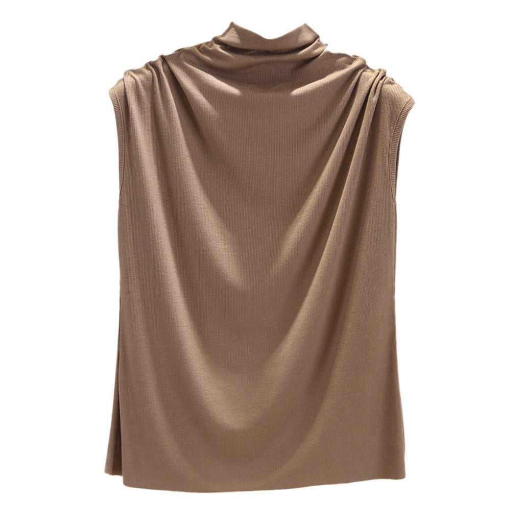 Jiyugala Women Turtleneck Sleeveless Cotton Solid Casual Loose Tunic Top Tee Shirt Tank Walmart Business Supplies