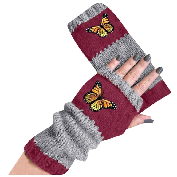 Jiyugala Women's Gloves & Mittens Handmade Warm Hook Gloves Woolen Flower Small Gloves Cotton Hand Gloves Men's Gloves & Mittens