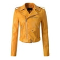 thumbnail image 1 of Jiyugala Women's Overcoat Fashion Coat Jacket The Belt Fashion Leather Cool Zipper Decoration Jacket Racing Style Biker Jacket, 1 of 4