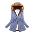 thumbnail image 1 of Jiyugala Women's Overcoat Warm Thickened Overcoat Warm Trendy Winter Fashion Lined Hooded Snow Outwear Coat Jacket, 1 of 5