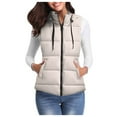 thumbnail image 1 of Jiyugala Women's Overcoat Warm Vest Outerwear Thick Padded Sleeveless Casual Vest With Detachable Hood, 1 of 6
