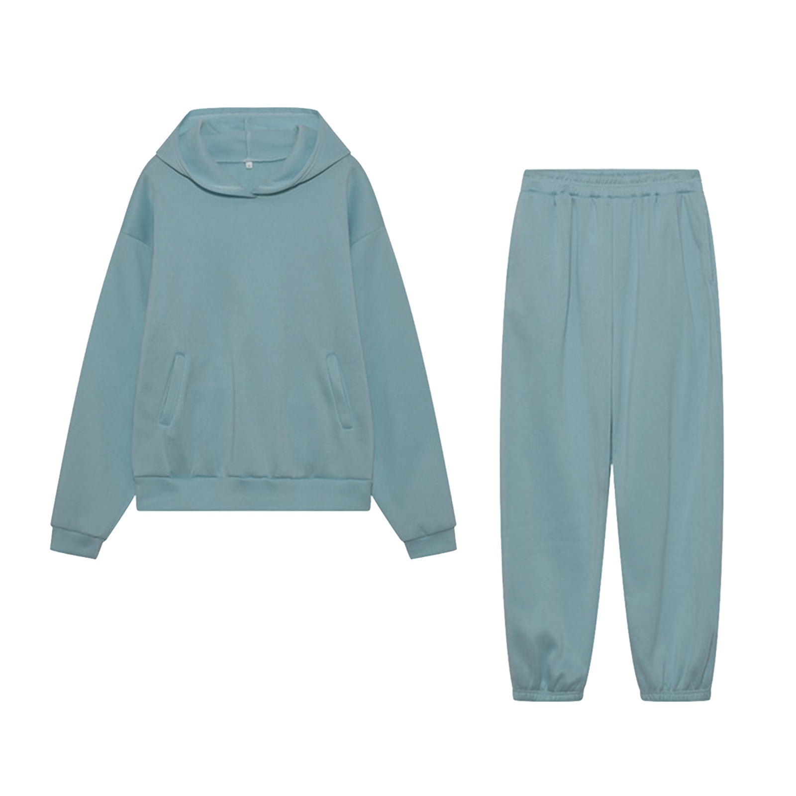 Jiyugala Women's Trousers Suit Autumn And Winter Solid Color Sports Casual Sweater Waist Set Long Sleeve Pants Two Piece Set Sweater Pants suits