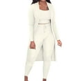 thumbnail image 1 of Jiyugala Women's Trousers Suit Fall Winter Stretchy Lounge Wear 2022 Solid Color 3 Piece Pants Set Ladies Ribbed Casual Three Pcs Outfits suits, 1 of 5