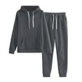 thumbnail image 1 of Jiyugala Women's Trousers Suit Solid Color Fleece Solid Color with Hat Sports Suit suits, 1 of 8