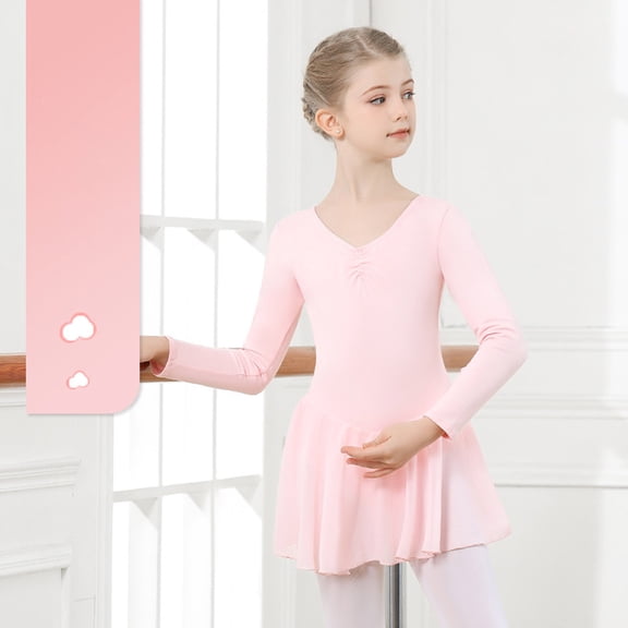 Jizhanggg Ballet Clothing Girls Ballet Dress Ballet Long Sleeve Dance Dress Dance Body with Chiffon Skirt Tutu Trim Fit Tights Girls Dresses for Toddler Girls Dress 12 Months Big Girls Long Dresses