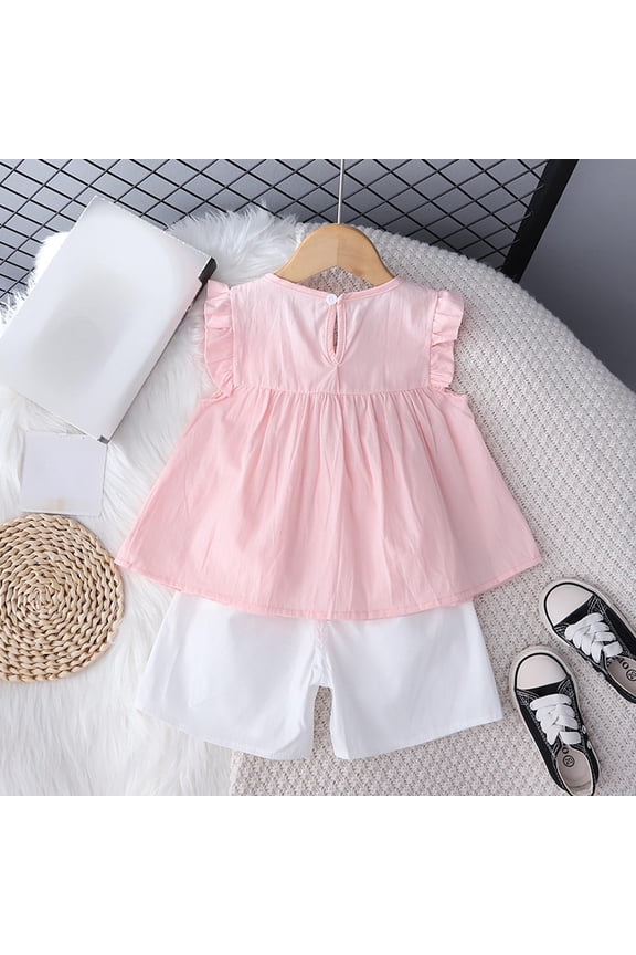 Children's Set Summer Girl Fashionable Short Sleeve Top and Shorts Two Piece Set 1 6 Years Dress 12 Months Girls Lace Dress Ballgown for Wedding Party 5de Dresses First Dresses for Girls