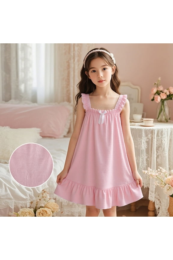 Girls Summer Sleeveless Nightgown Mid Length Sleep Dress Soft Cloud Loungewear with Backless Design Pageant Dresses for Toddler Girls 5t Dress 1st Birthday Dress for Baby Girl Dress
