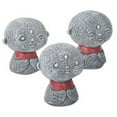thumbnail image 1 of Jizo Monks with Red Bibs Figurines Set of 3 Buddhism Ksitigarbha Bodhisattva, 1 of 4