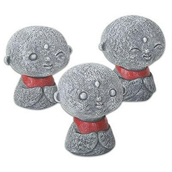 Jizo Monks with Red Bibs Figurines Set of 3 Buddhism Ksitigarbha Bodhisattva