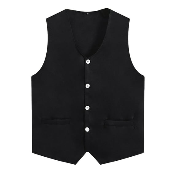 Jizyo Kids Boys Girls Button Volunteer Vest Color V-Neck Sleeveless Waistcoat Activities Uniform Black XXL/14