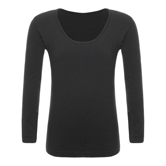 Jizyo Kids Boys Girls Fleece Lined Thermal Underwear Tops Long John Gymnastics Ballet Dance Type A Black M