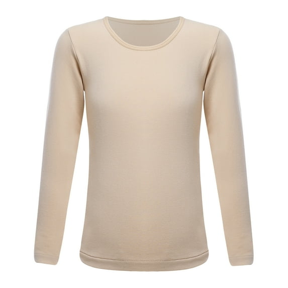 Jizyo Kids Boys Girls Fleece Lined Thermal Underwear Tops Long John Gymnastics Ballet Dance Type B Nude M