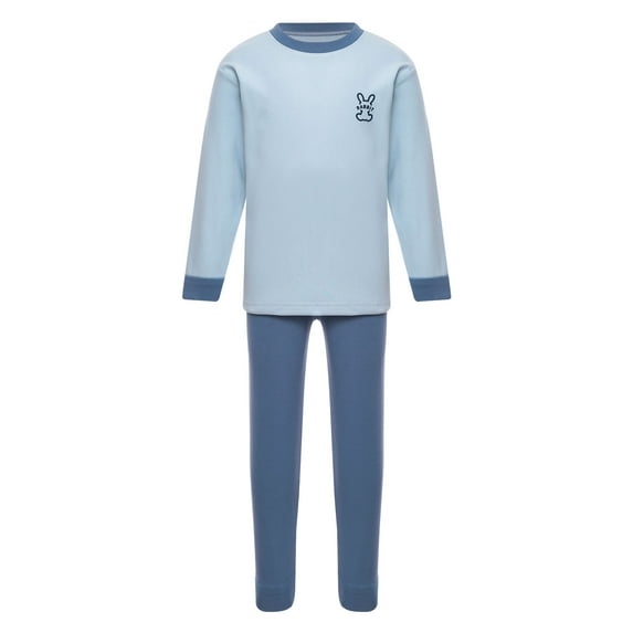 Jizyo Kids Boys Girls Long Johns Thermal Underwear Set Long Sleeve Rabbit Printed Crewneck T-Shirt and Elastic Waist Pants Blue 2-3