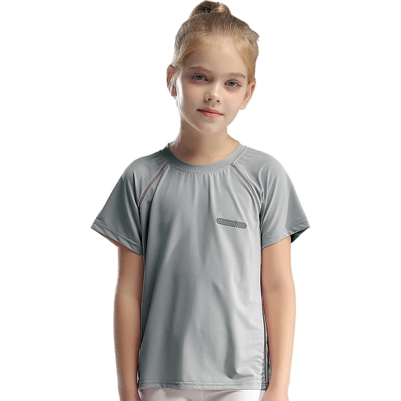Jizyo Kids Girls Boys Athletic Shirts Dry Fit Short Sleeve Sports T-Shirts Activewear Tees Tops for Dark Gray 150