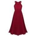 thumbnail image 1 of Jizyo Kids Girls Sleeveless Cutout Back Bridesmaid Dress Wedding Evening Party Prom Maxi Gown Halter Lace Chiffon Burgundy 10, 1 of 6