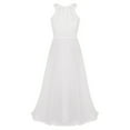 thumbnail image 1 of Jizyo Kids Girls Sleeveless Cutout Back Bridesmaid Dress Wedding Evening Party Prom Maxi Gown Halter Lace Chiffon White 6, 1 of 6