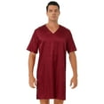 thumbnail image 1 of Jizyo Sleepwear Mens Silk Satin Nightshirt Short Sleeve Pajamas Nightgown Night Shirts for Sleeping Burgundy XXL, 1 of 7