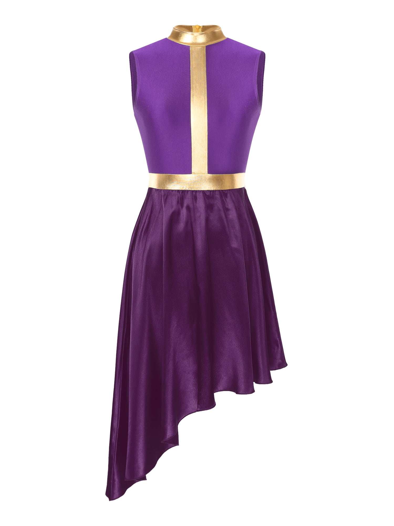 WomenPraise Dance Dress One Shoulder Overlay And Tunics