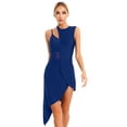 thumbnail image 1 of Jizyo Women's Lyrical Dance Costume Asymmetrical Skirted Leotard Modern Contemporary Dance Dress Navy Blue M, 1 of 7