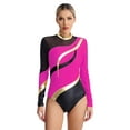 thumbnail image 1 of Jizyo Womens Shiny Rhinestone Ballet Dance Leotard Long Sleeve Gymnastic Dance Bodysuit Acrobatics Hot Pink L, 1 of 7