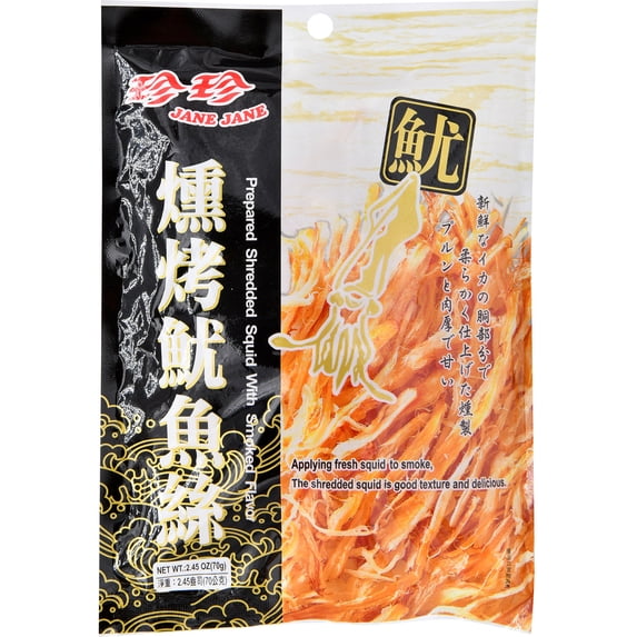 Jane Jane Jj Roll Shredded Squid Smoke Jerky And Dried Meats Snack - High Protein Snack Perfect For Travel And Appetizers, Net Wt 2.47 Oz