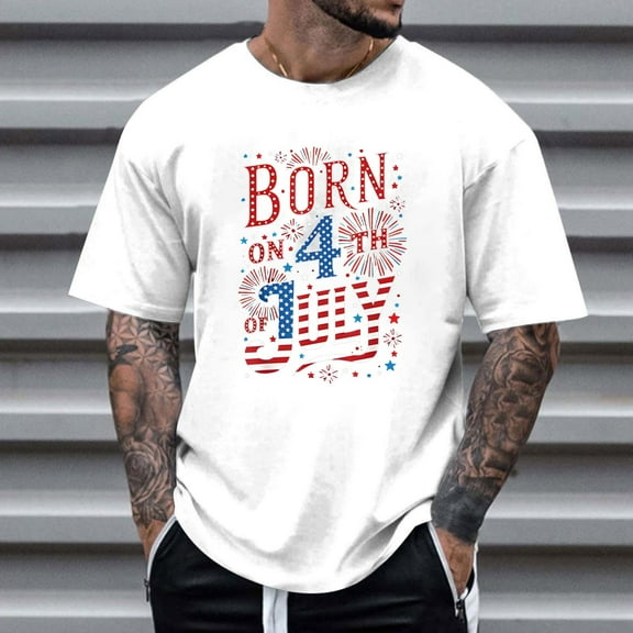 Jjayotai 4th of July Shirts, USA Shirt, Mens Patriotic Outfit, USA Flag T Shirts, Short Sleeve Crew Neck Graphic Tees, Big and Tall Shirts for Men