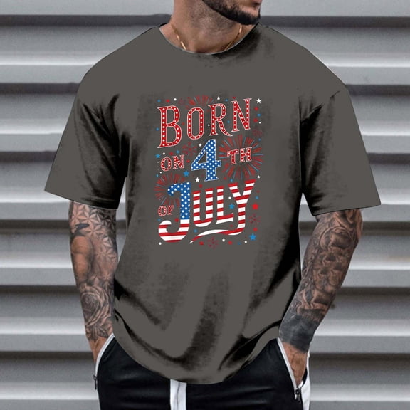 Jjayotai 4th of July Shirts, USA Shirt, Mens Patriotic Outfit, USA Flag T Shirts, Short Sleeve Crew Neck Graphic Tees, Big and Tall Shirts for Men