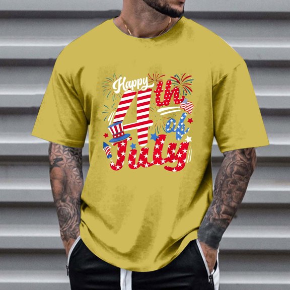 Jjayotai 4th of July Shirts, USA Shirt, Mens Patriotic Outfit, USA Flag T Shirts, Short Sleeve Crew Neck Graphic Tees, Big and Tall Shirts for Men