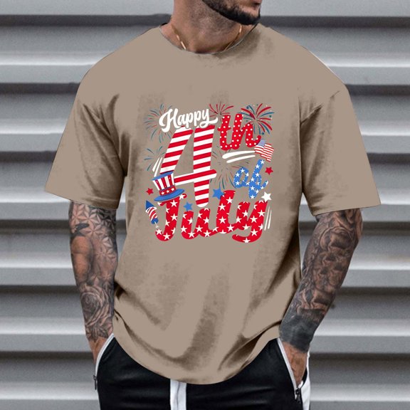 Jjayotai 4th of July Shirts, USA Shirt, Mens Patriotic Outfit, USA Flag T Shirts, Short Sleeve Crew Neck Graphic Tees, Big and Tall Shirts for Men