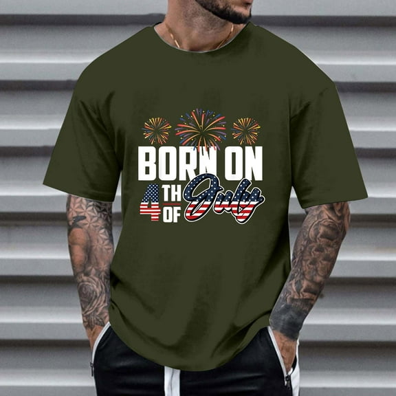 Jjayotai 4th of July Shirts, USA Shirt, Mens Patriotic Outfit, USA Flag T Shirts, Short Sleeve Crew Neck Graphic Tees, Big and Tall Shirts for Men