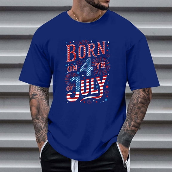 Jjayotai 4th of July Shirts, USA Shirt, Mens Patriotic Outfit, USA Flag T Shirts, Short Sleeve Crew Neck Graphic Tees, Big and Tall Shirts for Men
