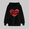 thumbnail image 1 of Jjayotai 50% Off Clear Cute Love Heart Print Valentines Day Hooded Sweatshirts for Women, Long Sleeve Casual Round Neck Pullover Tops Black XXL, 1 of 5