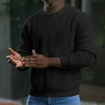 thumbnail image 1 of Jjayotai 50% off Clearance! Men's Crewneck Pullover Sweater, Waffle Textured Knitted Sweaters, Casual Loose Fit Sweaters with Ribbing Edge Black XL, 1 of 7